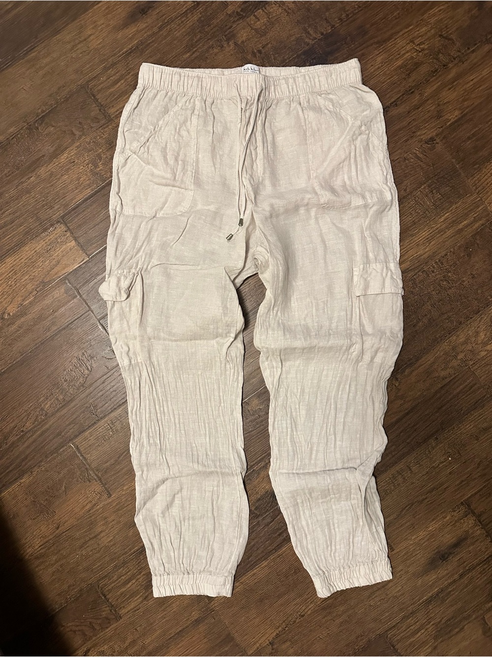 Nicole Miller Light Cream Cargo Jogger Pants